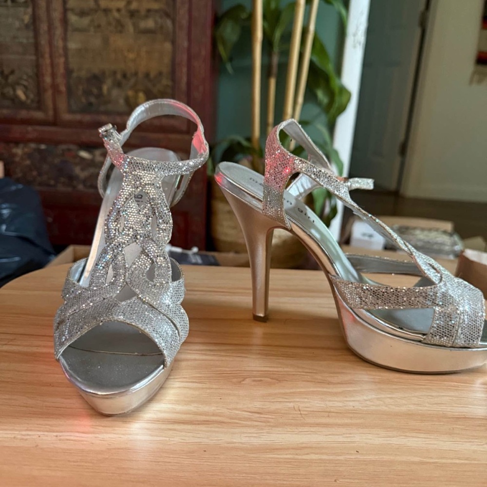 Madden Girl Sparkling Silver Heels